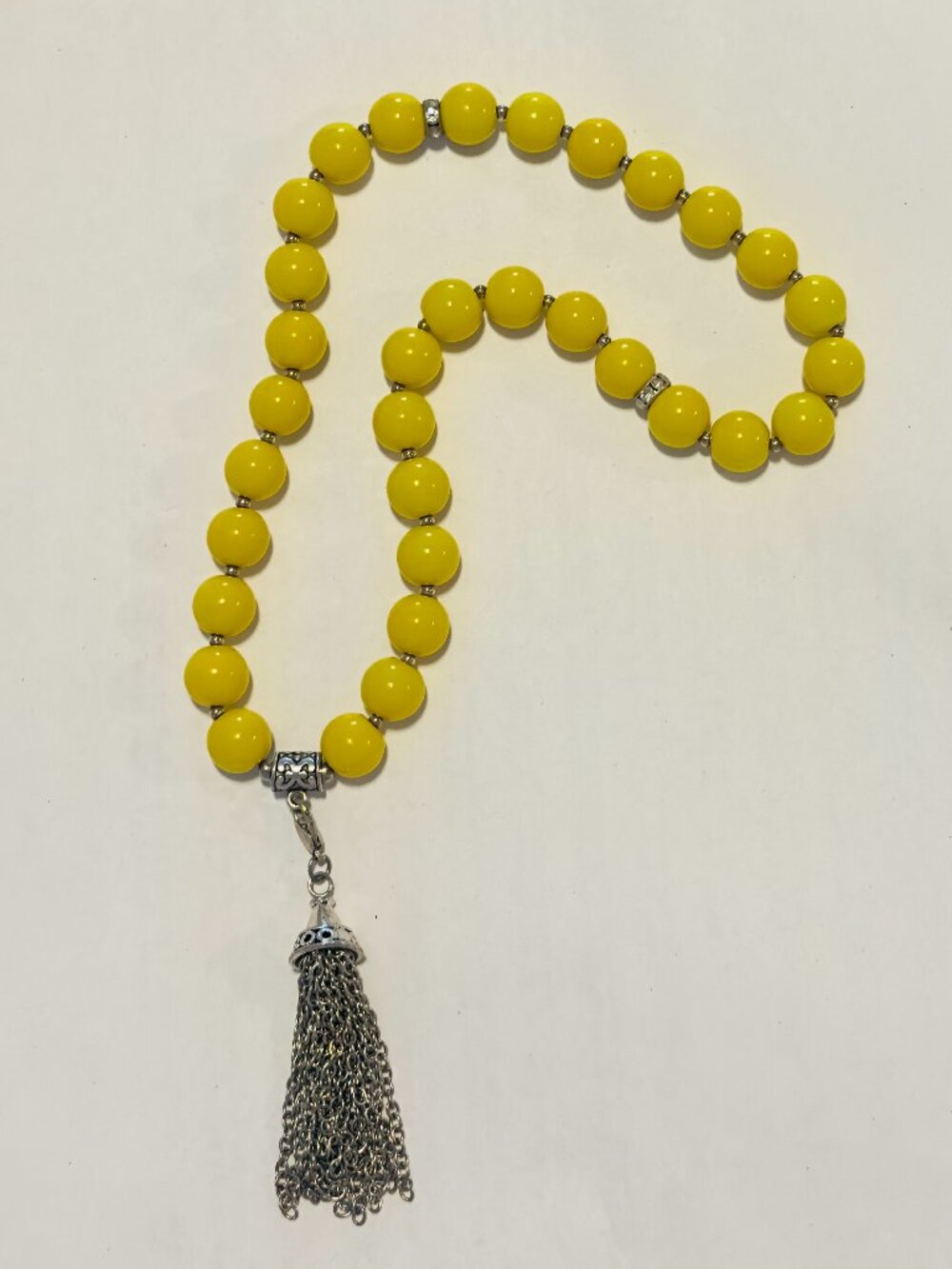 Custom Yellow Pearl/Silver-Plated Tasbih